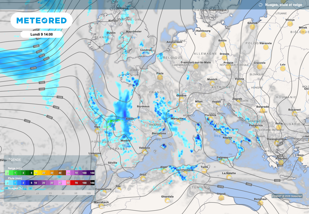 Les averses et pluies se feront progressivement de plus en plus présentes ces prochains jours en France.