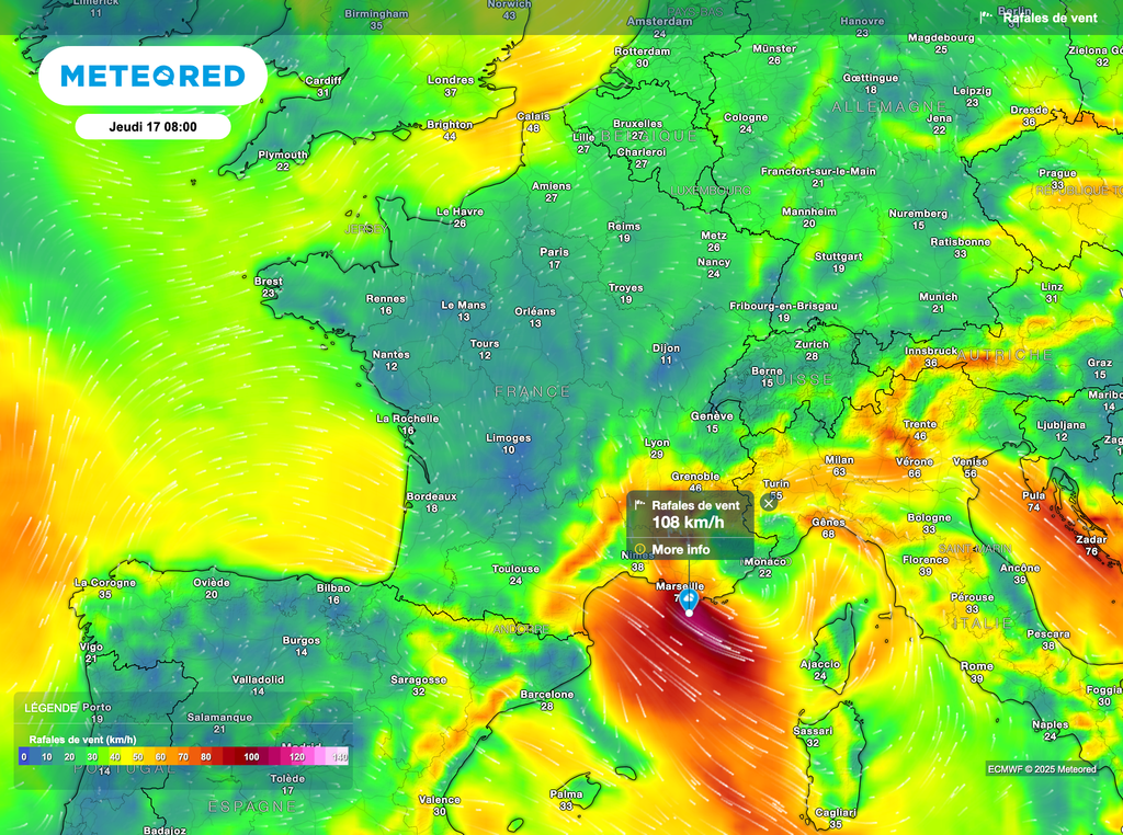Épisode de mistral et tramontane entre mercredi et jeudi.