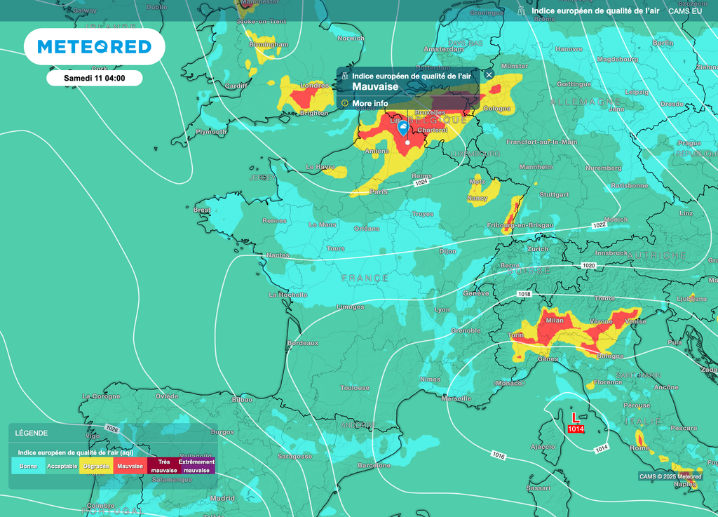 Pollution plus marquée vers les Hauts-de-France ces prochaines heures et prochains jours. Pollution plus marquée vers les Hauts-de-France ces prochaines heures et prochains jours.