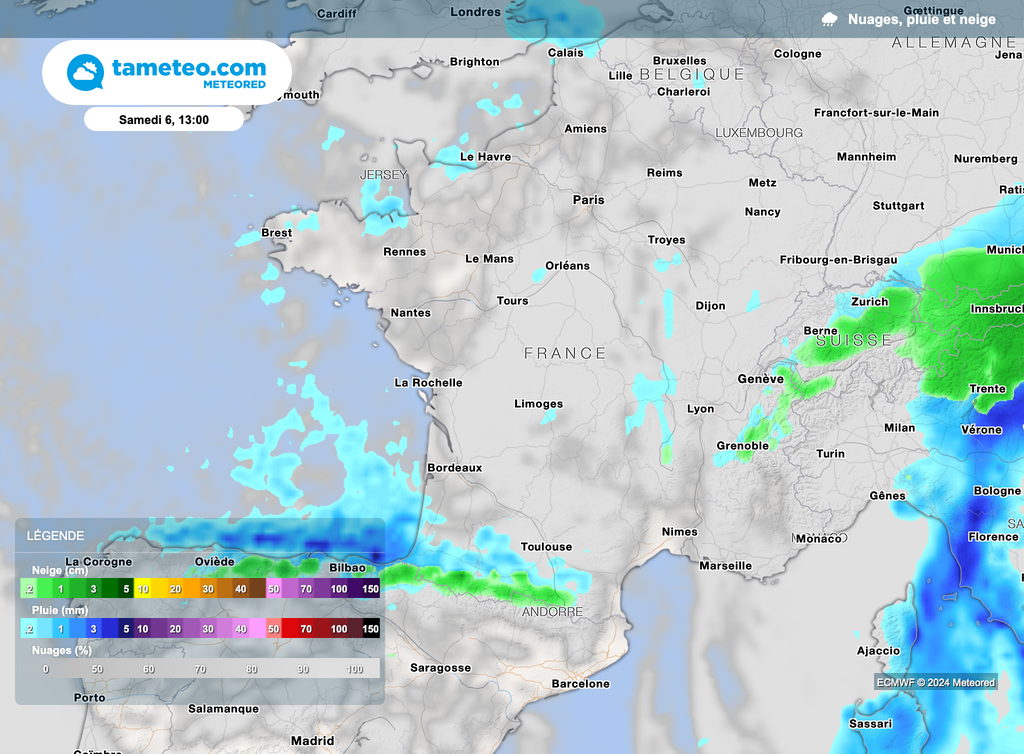Les intempéries s'annoncent assez discrètes, plus présentes en direction des massifs montagneux. Les intempéries s'annoncent assez discrètes, plus présentes en direction des massifs montagneux.