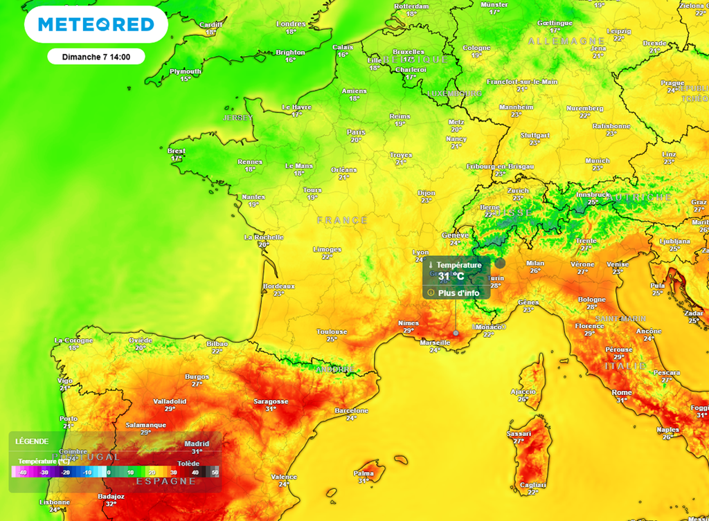 Le redoux s'affirmera dimanche, avec parfois plus de 30°C dans le sud-est du pays.