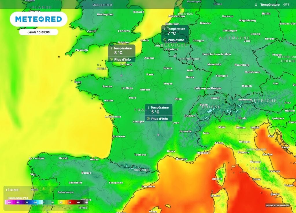 Il fera 5 à 10°C dans de nombreuses régions françaises ce jeudi matin