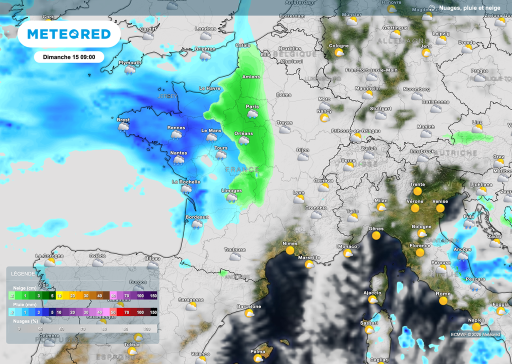 Une neige de redoux déjà présente en matinée de dimanche sur une partie de l'hexagone.