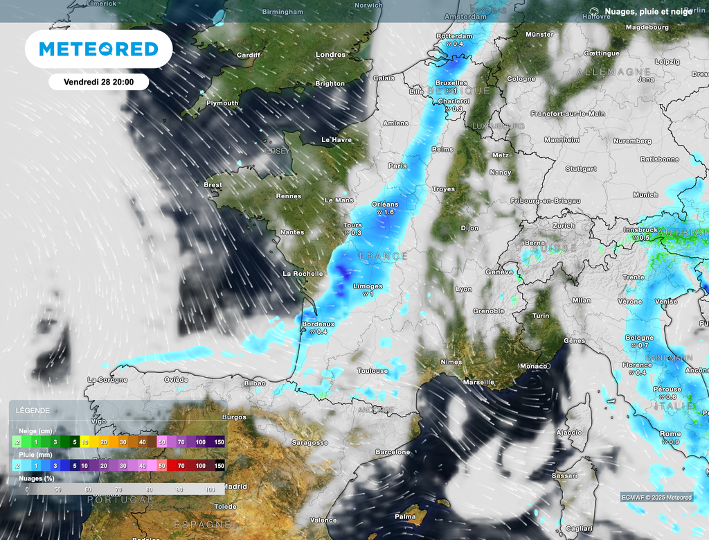 La perturbation avancera d'ouest en est.