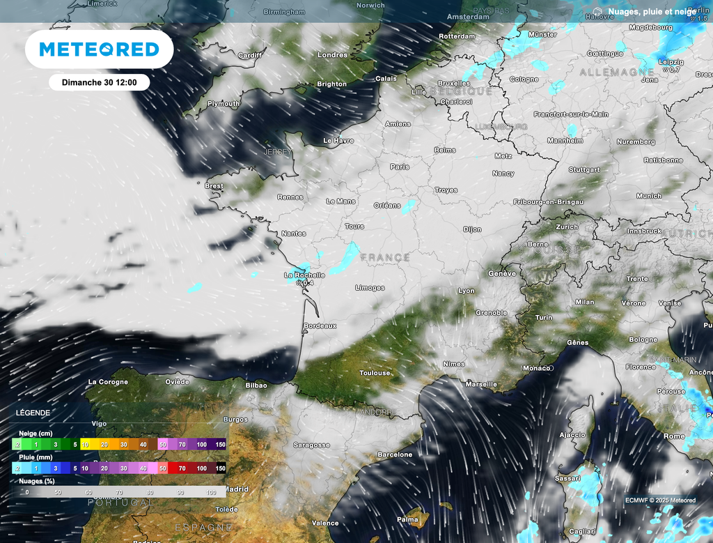 Nouvelle perturbation nuageuse dimanche. Quelques pluies locales.