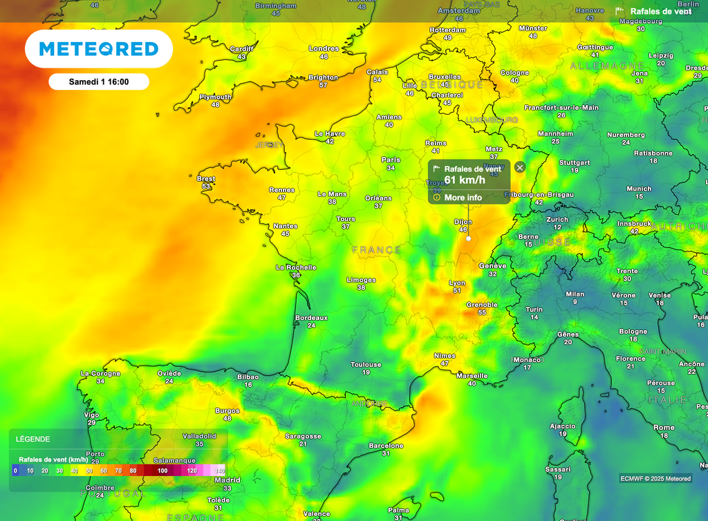 Un vent modéré soufflera sur la France.