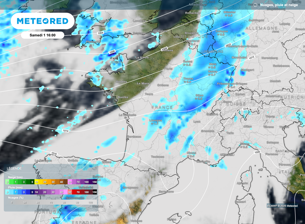 La pluie sera présente dans le nord-est demain samedi.