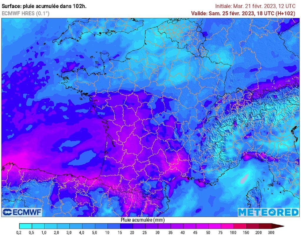 Les quantités de pluies prévues ces prochains jours resteront souvent dérisoires (modèle ECMWF). Les quantités de pluies prévues ces prochains jours resteront souvent dérisoires (modèle ECMWF).