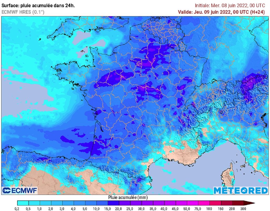 Hormis près de la Méditerranée, toutes les régions ont reçu un bon arrosage en milieu de semaine. Hormis près de la Méditerranée, toutes les régions ont reçu un bon arrosage en milieu de semaine.