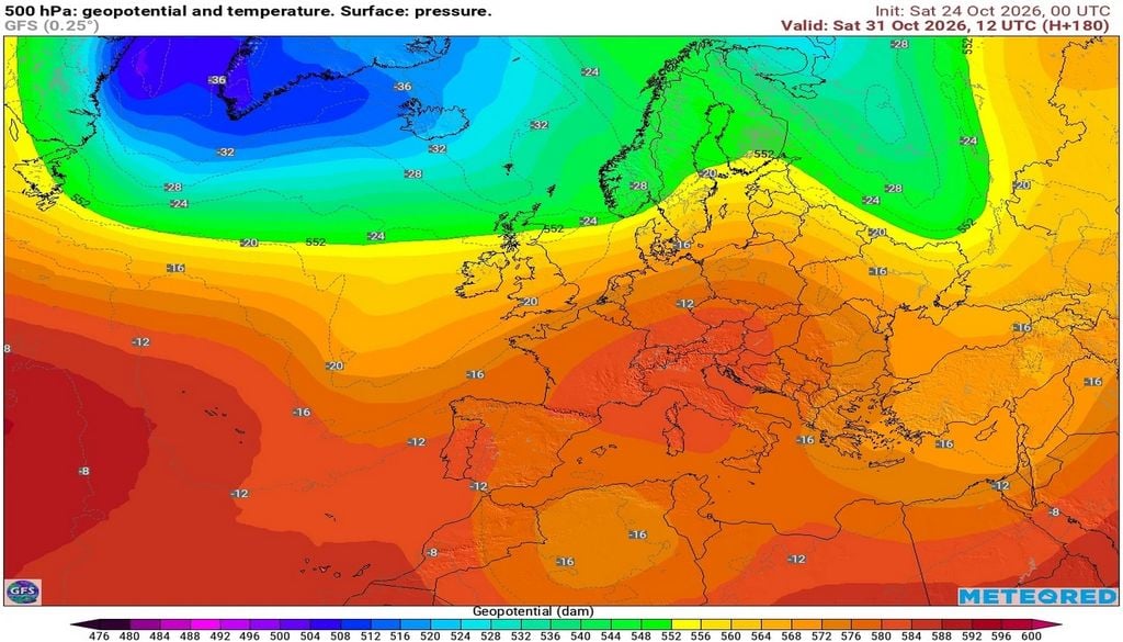 Le modèle américain GFS envisage un temps anticyclonique et globalement assez doux sur la France pour le week-end prochain