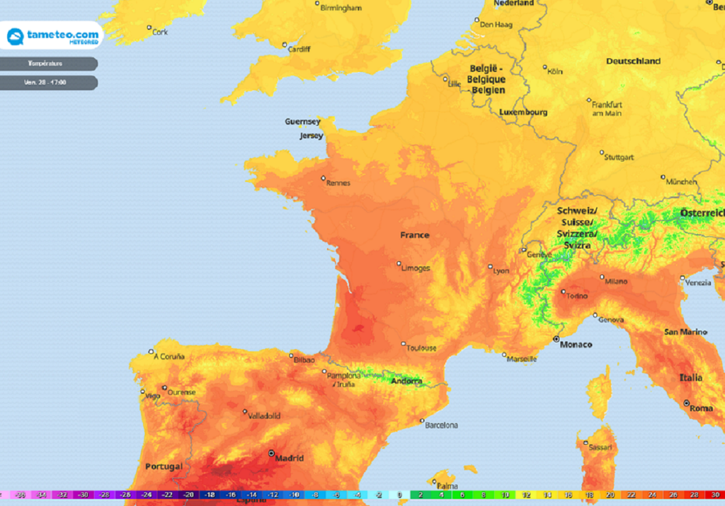 La chaleur s'invitera dans le sud et le sud-ouest vendredi avec des pointes jusqu'à 30°C.