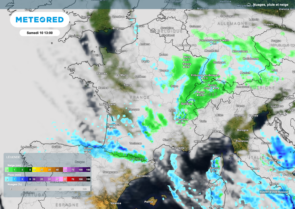 Des chutes de neige jusqu'en plaine dans la moitié est / nord-est de la France. Des chutes de neige jusqu'en plaine dans la moitié est / nord-est de la France.