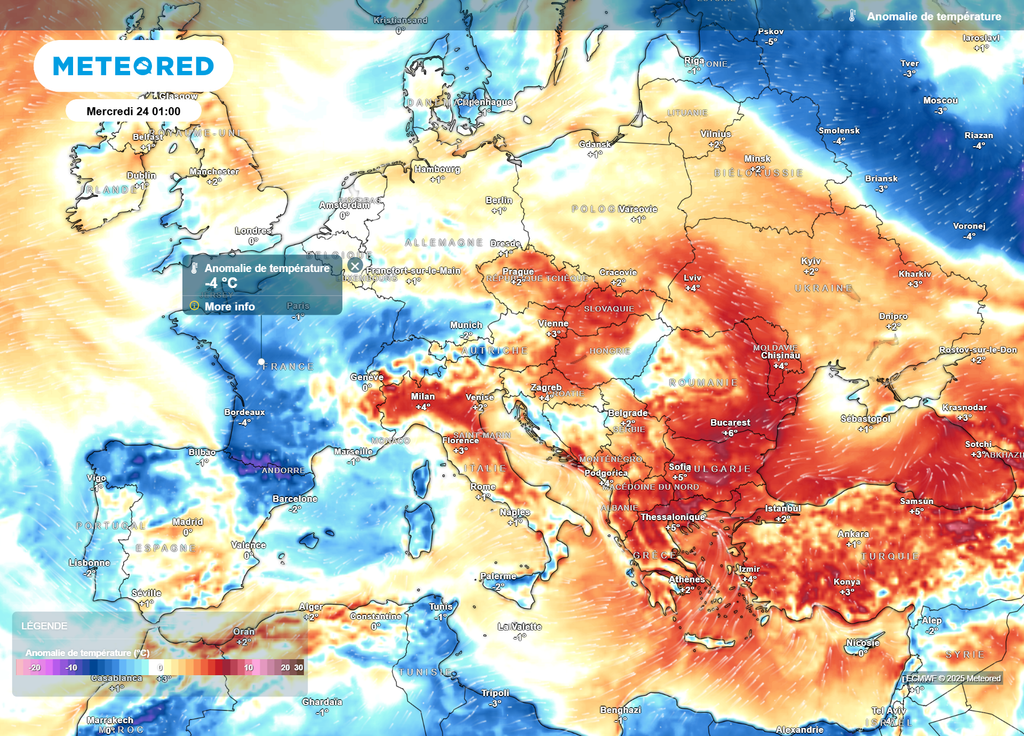 Anomalie de températures 24 décemnre Anomalie de températures 24 décemnre