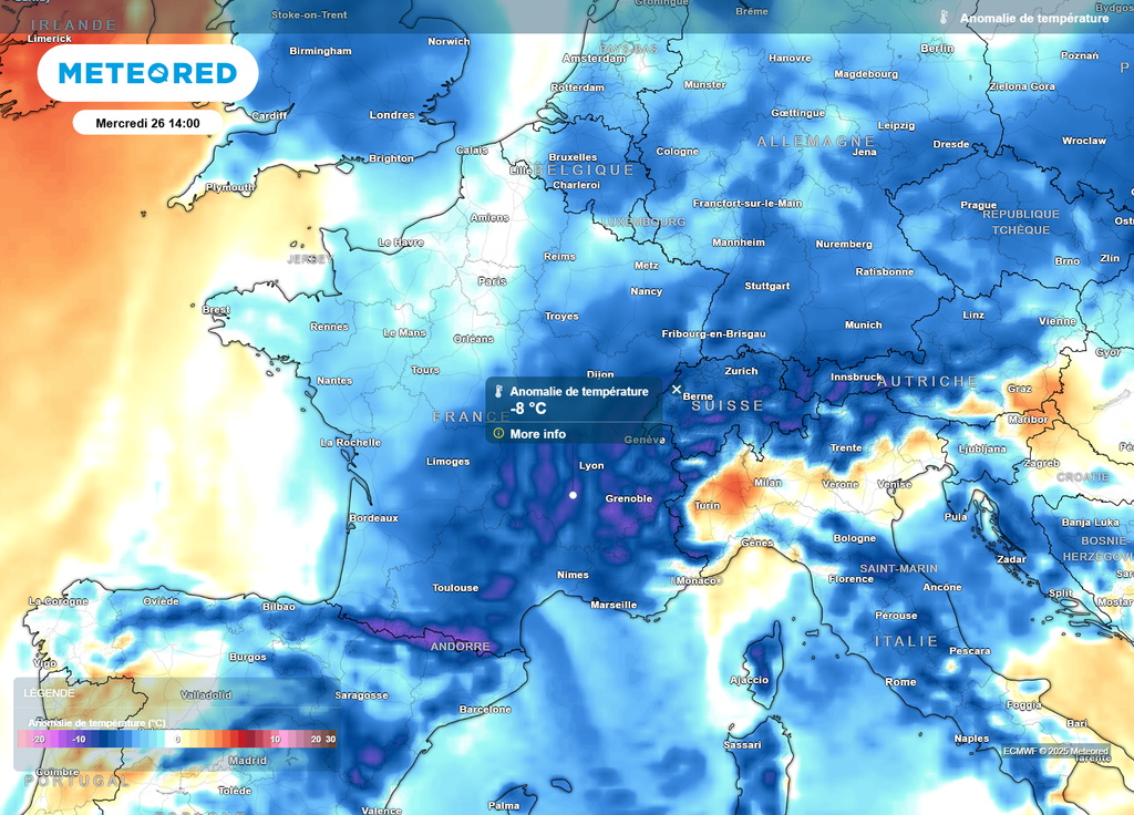 Anomalie de températures mercredi après-midi Anomalie de températures mercredi après-midi