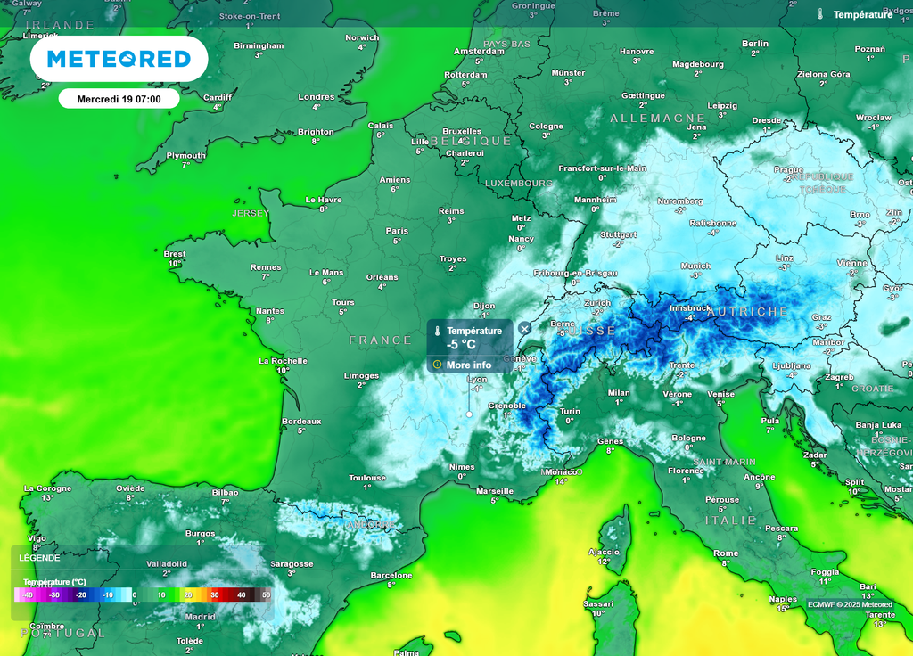 Températures mercredi matin
