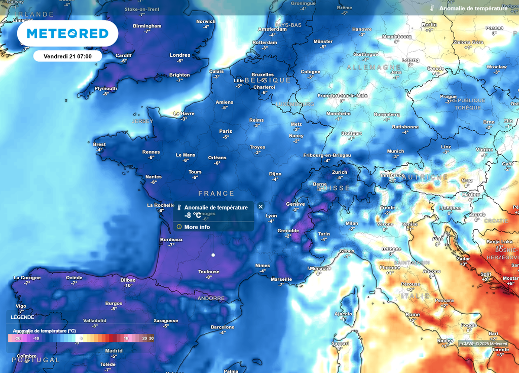 Anomalie de températures vendredi matin
