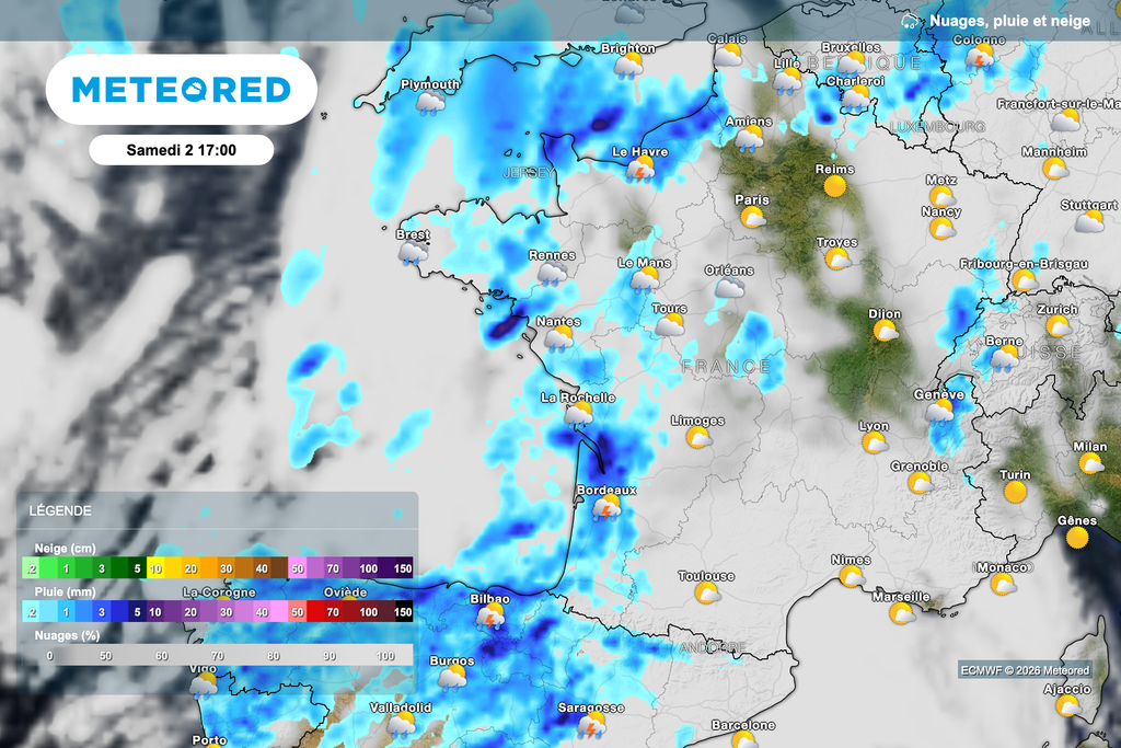 Prévisions météo pour ce samedi selon le modèle européen.