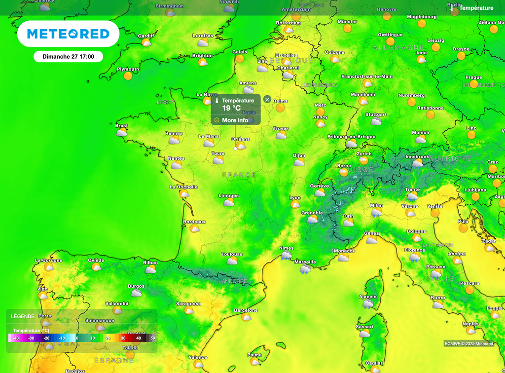 Douceur printanière homogène pour la journée de dimanche. Des températures plutôt de saison.