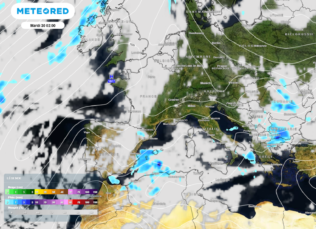En début de semaine prochaine, l'anticyclone formera une véritable barrière des Açores jusqu'aux pays baltes.