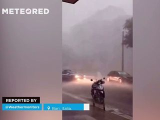 Impresionante presencia de super tormenta en Bari, Italia