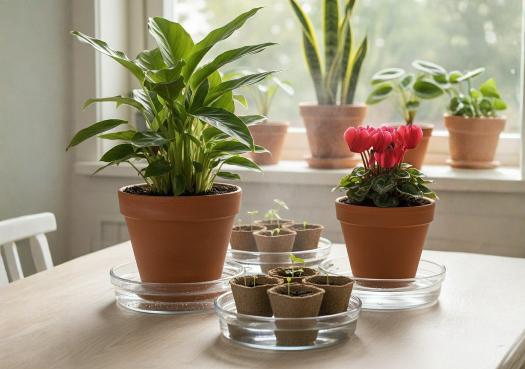 plantas con riego por capilaridad.