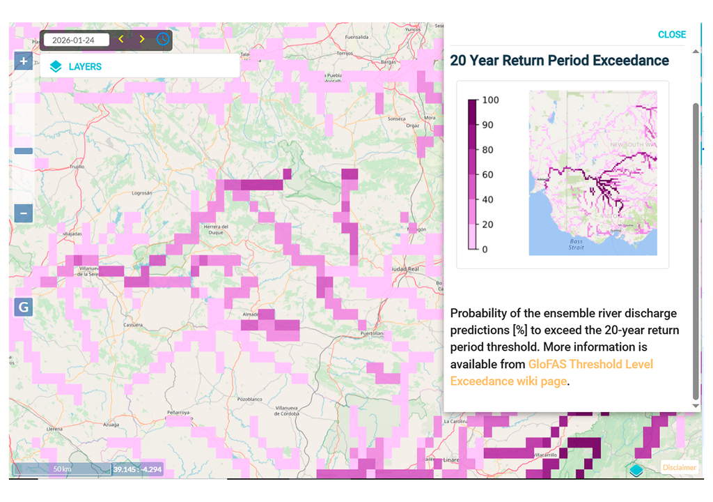 La crecida será también importante en algunos tramos del Guadiana.