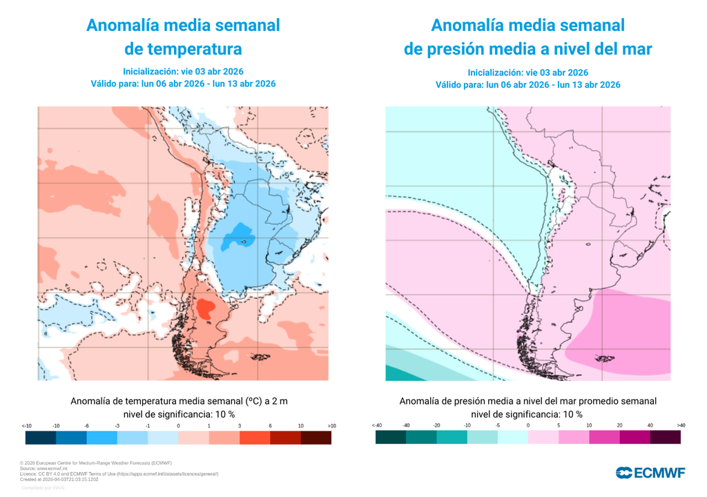 anomalías de temperaturas y presión semanal Chile tendrá una semana con temperaturas sobre el promedio. Las altas presiones serán la tónica, pero hacia el final de semana llegan cambios.