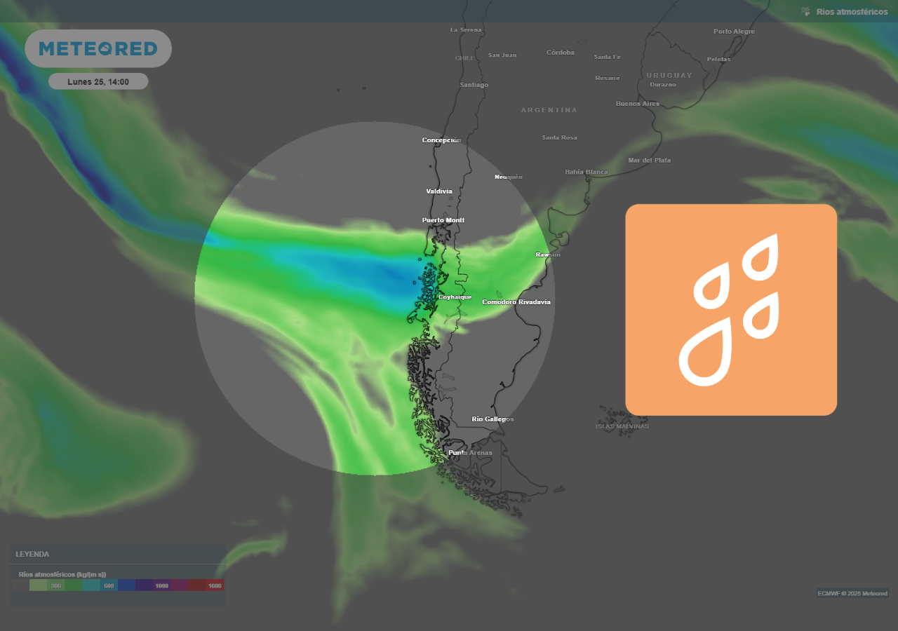 El aporte de vapor de agua se mantendrá presente durante el comienzo de la semana en la zona austral de Chile. Las precipitaciones seguirán cayendo abundantes, y con isoterma cero alta.