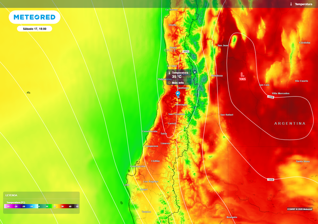 temperaturas extramamente altas en la zona central de Chile