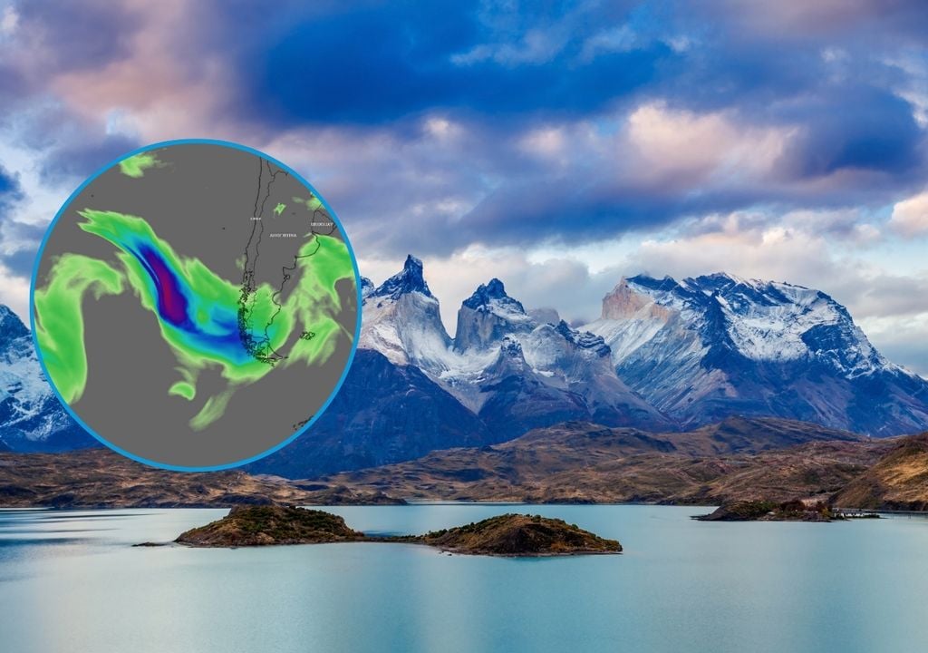 paisaje patagónico y río atmosférico previsto