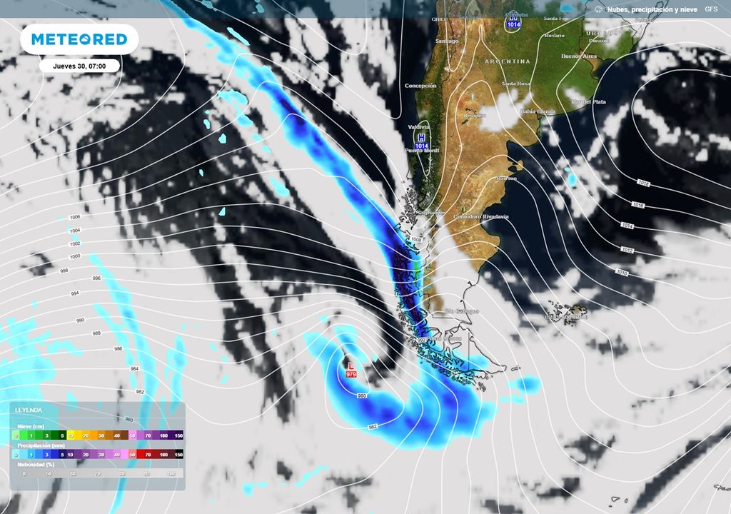 Sistema frontal previsto