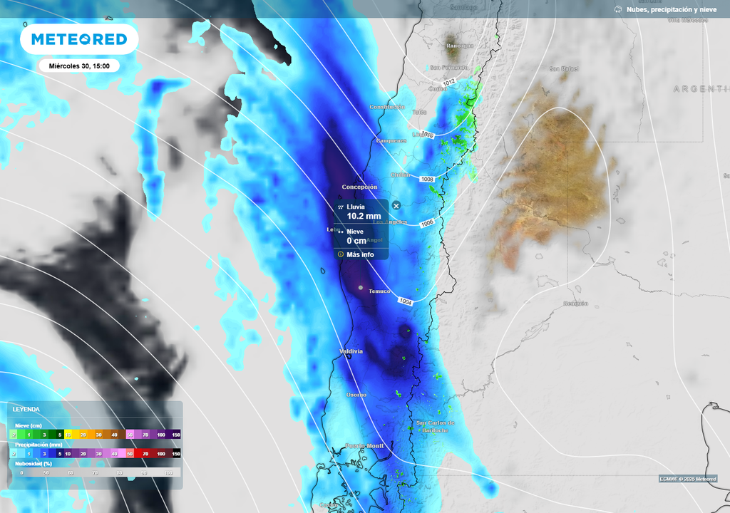 sistema frontal y precipitación prevista sistema frontal y precipitación prevista