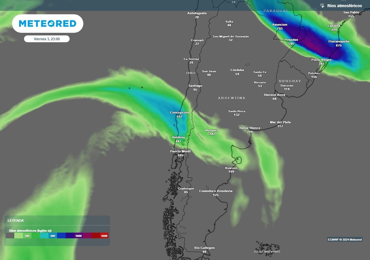Un río atmosférico aportará humedad a un sistema frontal que se formará este jueves 02 de mayo.