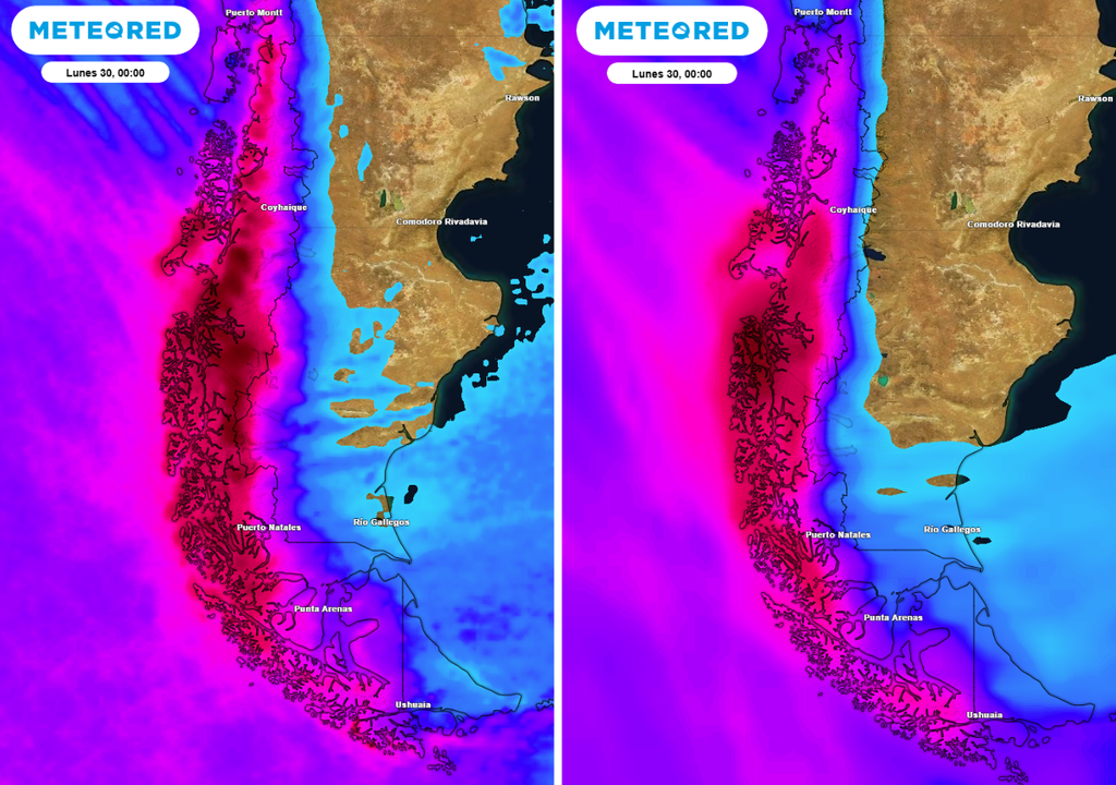 mapas de lluvia acumulada. Modelos ECMWF y GFS coinciden en un evento significativo: altos acumulados de lluvia impactarán la Patagonia este fin de semana, reforzando la señal de un sistema frontal intenso asociado a un río atmosférico.