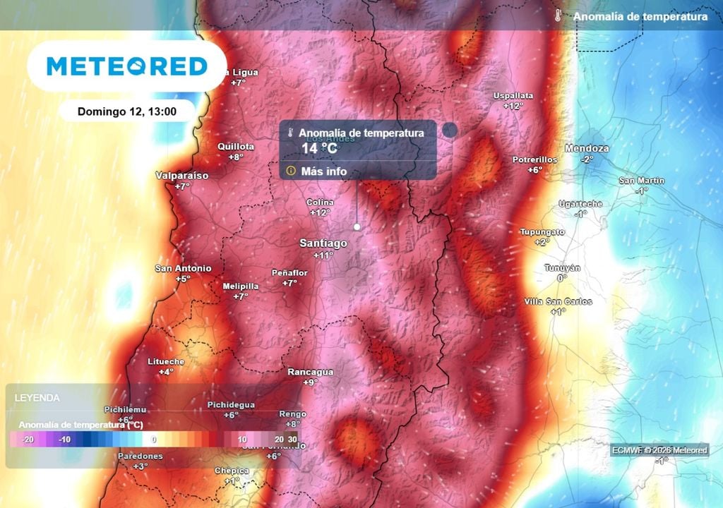 Anomalías térmicas Temperaturas anómalas en Santiago: este domingo se disparan los termómetros en la capital con valores poco comunes para julio.