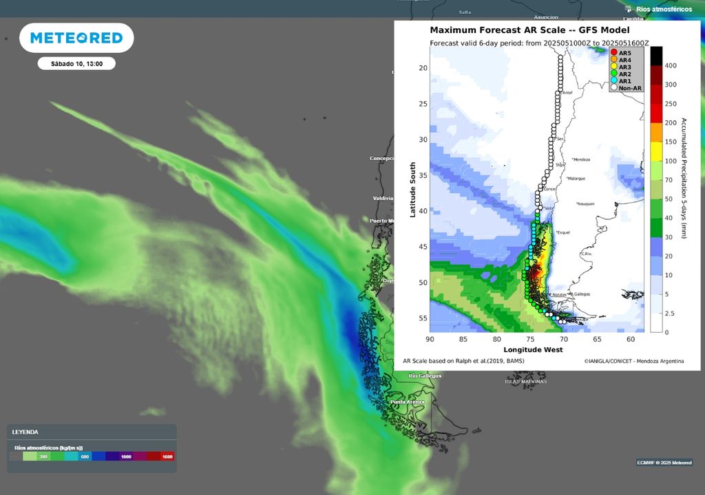 río atmosférico previsto y precipitaciones acumuladas río atmosférico previsto y precipitaciones acumuladas