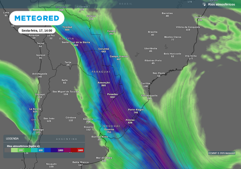 Rio atmosf&eacute;rico mant&eacute;m temporais severos por 10 dias; veja &aacute;reas em alerta
