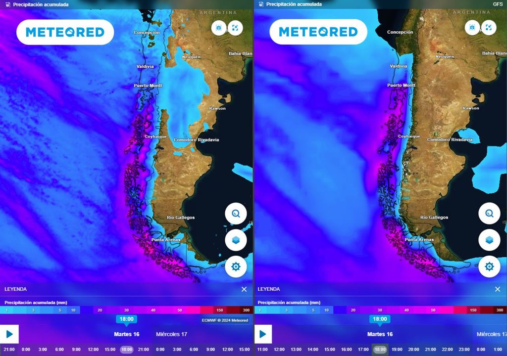comparación de la precipitación acumulada entregada por el modelo europeo y norteamericano comparación de la precipitación acumulada entregada por el modelo europeo y norteamericano
