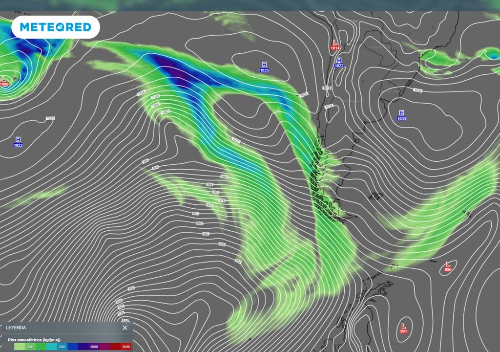 río atmosférico previsto por el modelo del ECMWF