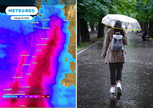 R&iacute;o atmosf&eacute;rico traer&aacute; fuertes lluvias a la zona central: estas regiones recibir&aacute;n m&aacute;s de 70 mm en 48 horas