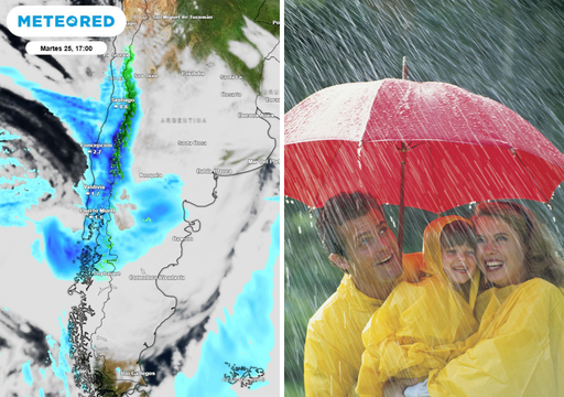 R&iacute;o atmosf&eacute;rico y varios frentes traer&aacute;n lluvias a Chile desde el lunes 24: llegar&iacute;an hasta Coquimbo