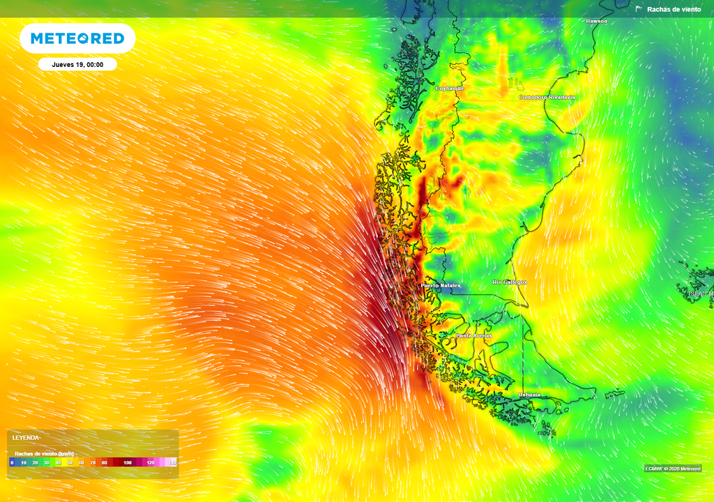 A pesar que la zona frontal permanecerá estacionaria, el paso de algunas depresiones ciclónicas por el mar de Drake incrementará el apretamiento isobárico, resultando en vientos más intensos sobre el tramo sur de la Patagonia.