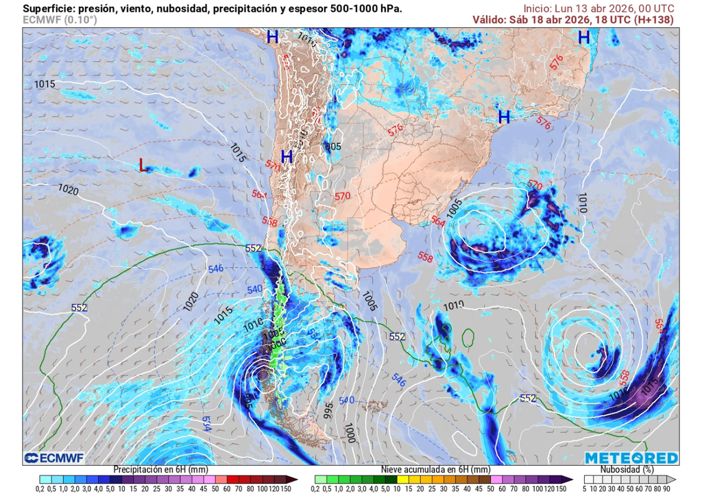 Lluvia y nieve se destacarán durante el fin de semana en sectores del sur y de la Patagonia con la llegada de más un sistema frontal a Chile.