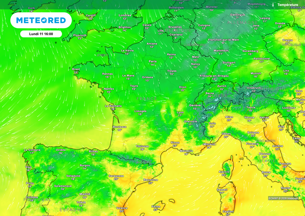 Des maximales en plein après-midi qui pourront être sous la barre des 10°C dans le nord-est ce lundi !