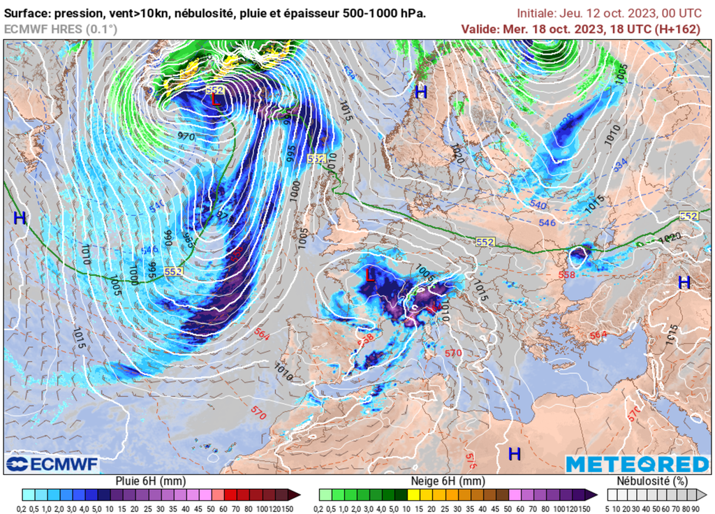 Une météo plus douce et pluvieux pourrait s'inviter la semaine prochaine d'après le modèle européen ECMWF. Le modèle américain voit un froid sec plus franc et durable sur une large moitié Nord.