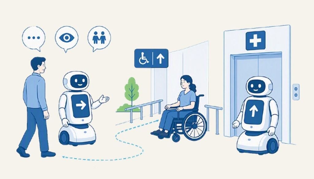 Auch im Gesundheitswesen gibt es sinnvolle Einsatzbereiche, etwa bei der Begleitung von Patienten oder Patientinnen im Krankenhaus. Auch im Gesundheitswesen gibt es sinnvolle Einsatzbereiche, etwa bei der Begleitung von Patienten oder Patientinnen im Krankenhaus. Bild: Fraunhofer IAO 2026