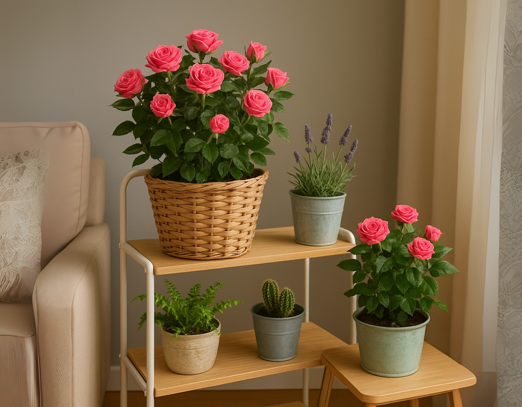 El rosal mini puede integrarse con estilo en la decoración de interiores.