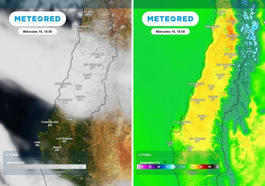 El día miércoles predominarán las nubes, sin embargo, en sectores interiores de las regiones de Valparaíso y Metropolitana, las temperaturas superarán los 28°C.