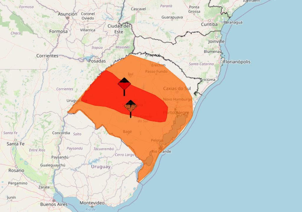Mapa de alertas emitidos pelo INMET nesta terça-feira. Mapa de alertas emitidos pelo INMET nesta terça-feira.