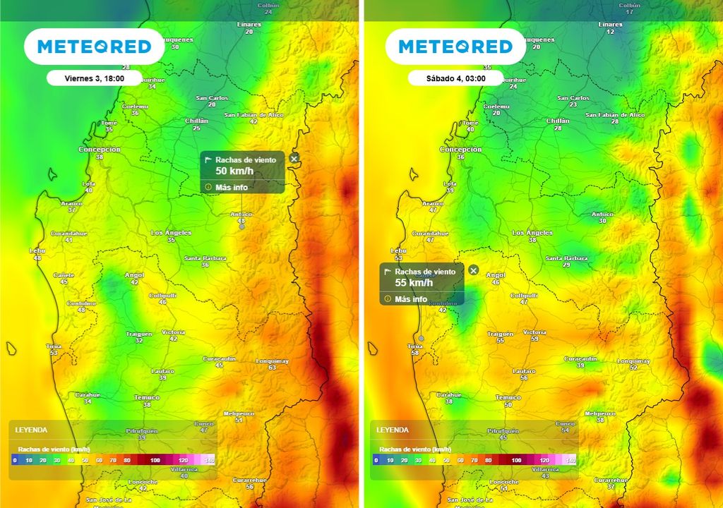 Sábado 04 de octubre con lluvias en la Región de Biobío, Meteored, Chile